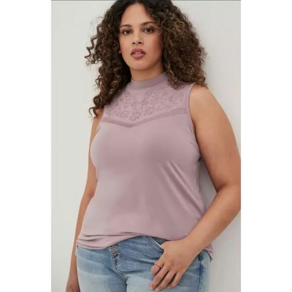 Torrid Studio Crepe Tank Top Women's Plus Size 1X Purple Elderberry Textured - Picture 1 of 9